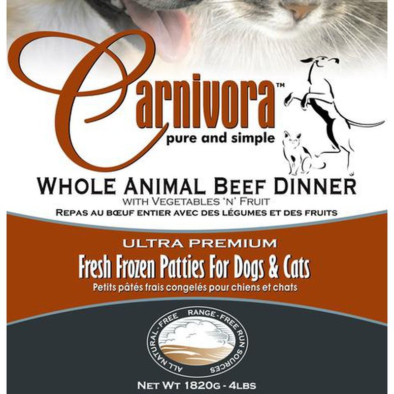 Carnivora Beef Dinner w fruit veggies 4LB Sleeves or 25LB Case