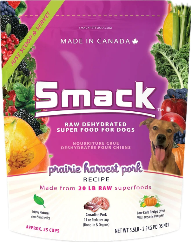 Smack Prairie Harvest Pork Dehydrated Dog Food 2 sizes Poochie