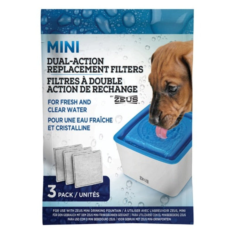 Zeus Mini Fountain Dual-Action Replacement Filters 3pack