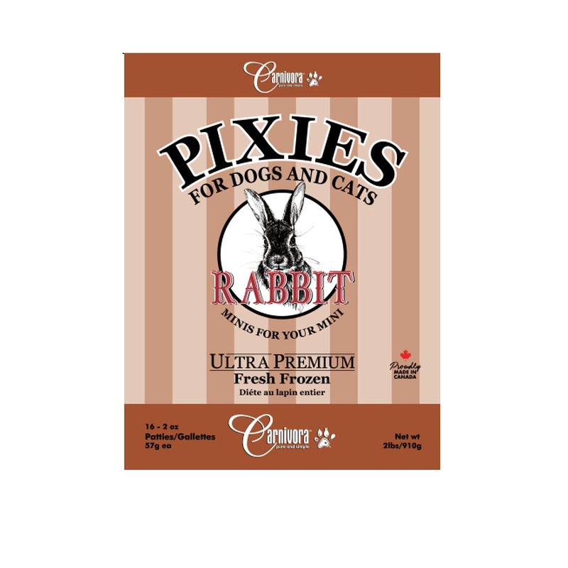 Carnivora Pixies Rabbit Diet - 2LB (16 patty)