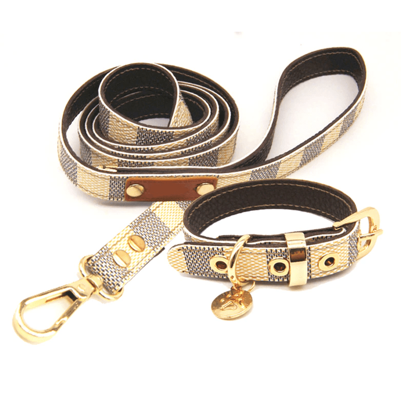 lv dog collar and leash set