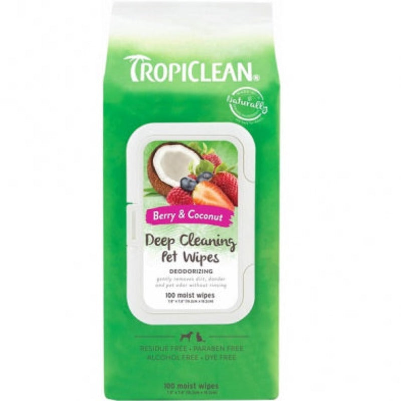 TropiClean Deep Cleaning Deodorizing Wipes 100 ct